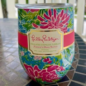 Lilly Pulitzer Bunny Business 12 oz insulated stemless tumbler